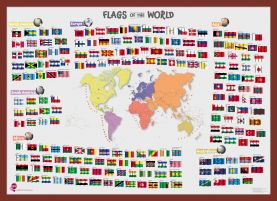 Primary Flags of the World poster (Pinboard & framed - Dark Oak)