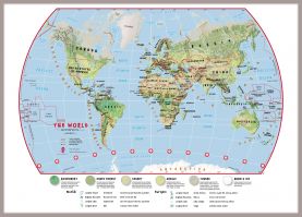 Large Primary World Wall Map Environmental (Pinboard & framed - Silver)