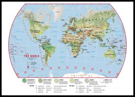 Large Primary World Wall Map Environmental (Pinboard & framed - Black)