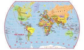 Medium Primary World Wall Map Political (Raster digital)