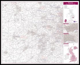 Reading Postcode Sector Map (Pinboard & framed - Black)