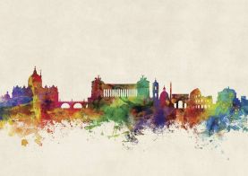 Medium Rome Watercolour Skyline (Silk Art Paper)