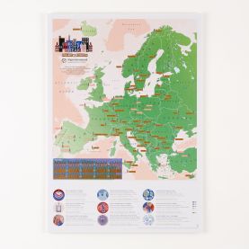 Scratch Off European City Breaks Print (Pinboard & wood frame - Oak Style)