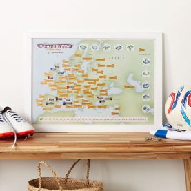 Scratch Off European Football Grounds Print (Pinboard & wood frame - White)