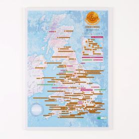 Scratch Off UK and Ireland Marathons Print (Pinboard & wood frame - Oak Style)