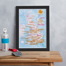 Scratch Off UK and Ireland Marathons Print (Pinboard & wood frame - Black)
