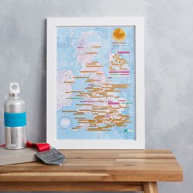 Scratch Off UK and Ireland Marathons Print (Pinboard & wood frame - White)