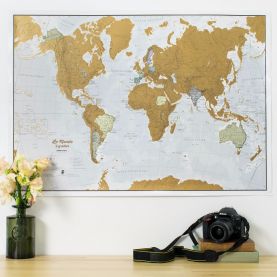 Scratch the World® - French Language (Pinboard & wood frame - Black)