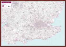 South East England Postcode District Map (Pinboard & framed - Dark Oak)