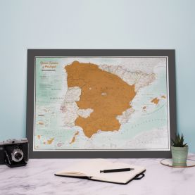 Scratch Spain and Portugal Print (Pinboard mounted with Wood Frame - Black)