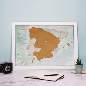 Scratch Spain and Portugal Print (Pinboard mounted with Wood Frame - White)