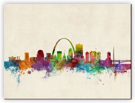 Extra Small St Louis Missouri Watercolour Skyline (Canvas)