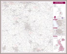 Stoke on Trent Postcode Sector Map (Magnetic board mounted and framed - Brushed Aluminium Colour)