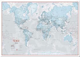Large The World Is Art - Wall Map Aqua (Pinboard)