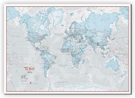 Large The World Is Art - Wall Map Aqua (Canvas)