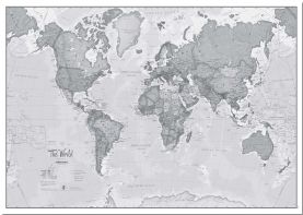 Large The World Is Art - Wall Map Grey (Pinboard)