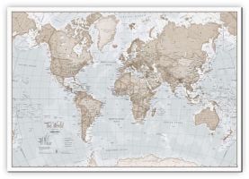 Large The World Is Art - Wall Map Neutral (Canvas)