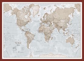 Small The World Is Art - Wall Map Neutral (Pinboard & framed - Dark Oak)