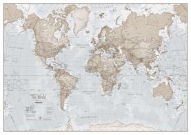 Huge The World Is Art - Wall Map Neutral (Rolled Canvas - No Frame)