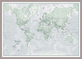 Small The World Is Art - Wall Map Rustic (Magnetic board mounted and framed - Brushed Aluminium Colour)