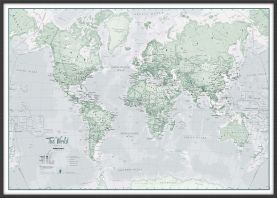 Large The World Is Art - Wall Map Rustic (Pinboard & wood frame - Black)