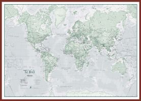 Large The World Is Art - Wall Map Rustic (Pinboard & framed - Dark Oak)
