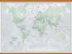 Large The World Is Art - Wall Map Rustic (Rolled Canvas with Wooden Hanging Bars)