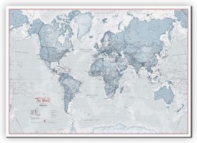 Huge The World Is Art - Wall Map Teal (Canvas)
