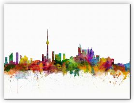 Small Toronto Canada Watercolour Skyline (Canvas)