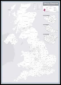 UK Parliamentary Boundary Outline Map (Canvas Floater Frame - Black)