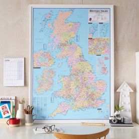 Large British Isles Administrative Map (Wood Frame - White)