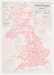 UK as Art Map - Blush (Matt Art Paper)