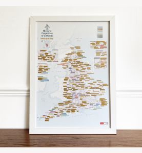 English Heritage Scratch Off Sites Print (Pinboard & wood frame - White)