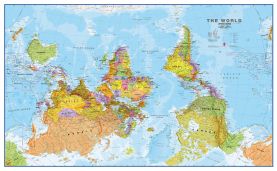 Huge Upside Down World Wall Map Political (Laminated)