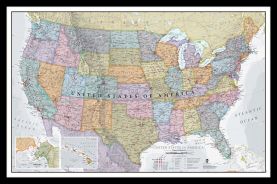 Medium USA Classic Wall Map (Pinboard & framed - Black)
