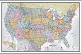 Large USA Classic Wall Map (Rolled Canvas with Hanging Bars)