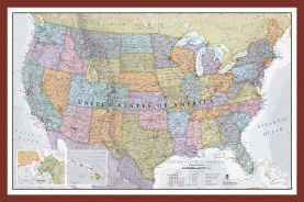Medium USA Classic Wall Map (Pinboard & framed - Dark Oak)