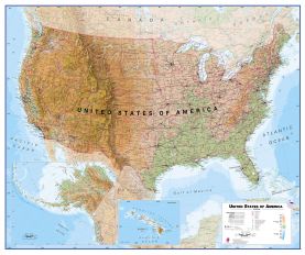 Large USA Wall Map Physical (Magnetic board and frame)