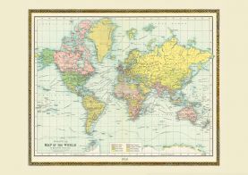 Vintage Bartholomew Political World Map 1914