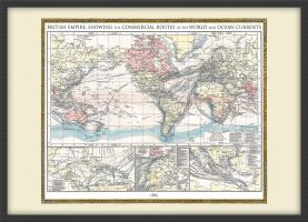 Small Vintage British Empire World Map 1896 (Pinboard & wood frame - Black)