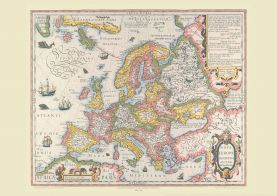 Vintage Gerard Mercator Europe Map 1606