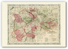 Medium Vintage Johnsons Map of Germany No 2 (Canvas)