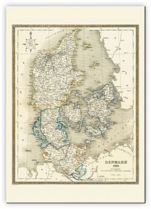 Huge Vintage Map of Denmark (Canvas)