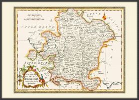 Large Vintage Map of Franconia (Pinboard & wood frame - Black)