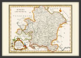 Medium Vintage Map of Franconia (Pinboard & wood frame - Black)