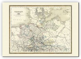 Medium Vintage Map of Northern Germany (Canvas)