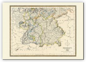 Huge Vintage Map of Southern Germany (Canvas)