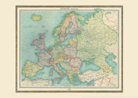 Vintage Political Europe Map 1922