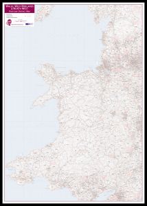 Wales, West Midlands and North West Postcode District Map (Pinboard & framed - Black)
