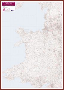 Wales, West Midlands and North West Postcode District Map (Pinboard & framed - Dark Oak)